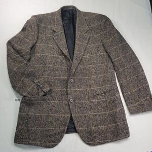 Lubiam Wool Blazer Jacket Mens 40R 50EU Italian Tweed Plaid Sport Coat Classic